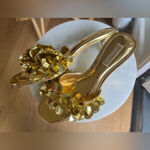 Larroude Gold Heels Elegant Shoes